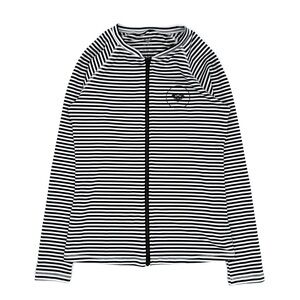 EUC Roxy Women Striped Long Sleeve Rashguard Swim Top in White & Black XL